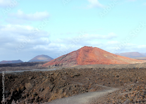 View of the intersting landscape of the volcanic island of Lanzarote.