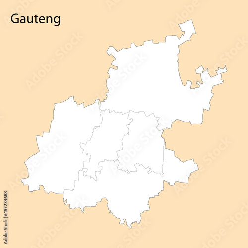 High Quality map of Gauteng is a region of South Africa photo