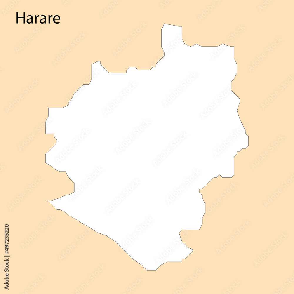 High Quality map of Harare is a region of Zimbabwe
