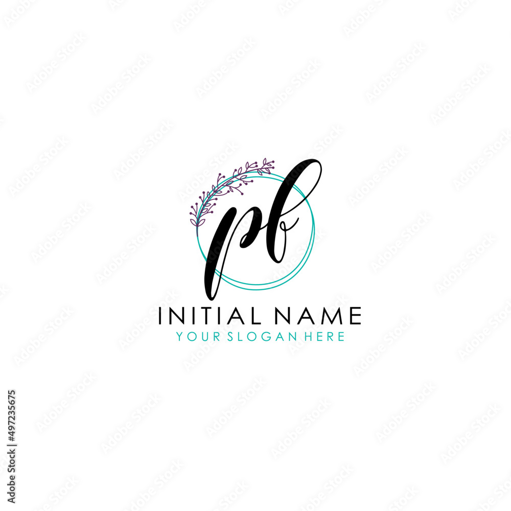 PF Initial letter handwriting and signature logo. Beauty vector initial logo .Fashion boutique floral and botanical PF Initial letter handwriting and signature logo. Beauty vector initial logo .Fashion boutique floral and botanical