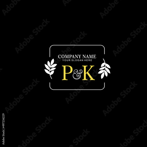 PK Beauty vector initial logo art handwriting logo of initial signature, wedding, fashion, jewelry, boutique, floral