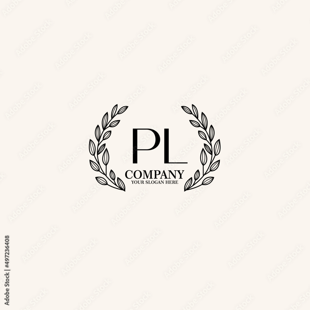 PL Beauty vector initial logo art  handwriting logo of initial signature, wedding, fashion, jewelry, boutique, floral