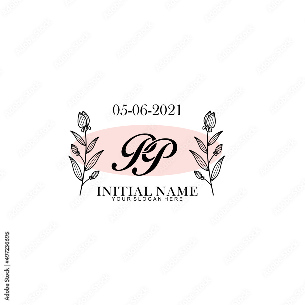 PP Initial letter handwriting and signature logo. Beauty vector initial logo .Fashion  boutique  floral and botanical
