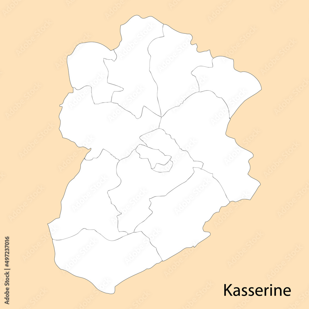 High Quality map of Kasserine is a region of Tunisia