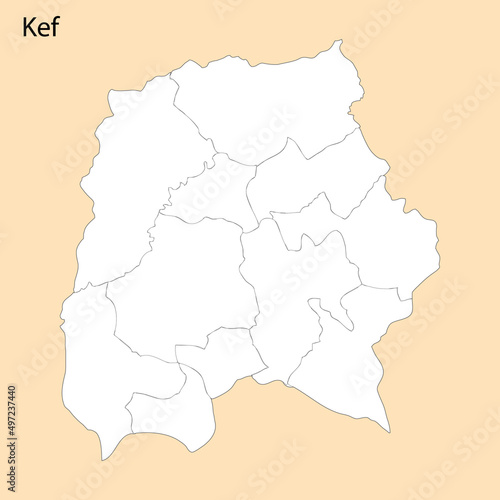 High Quality map of Kef is a region of Tunisia