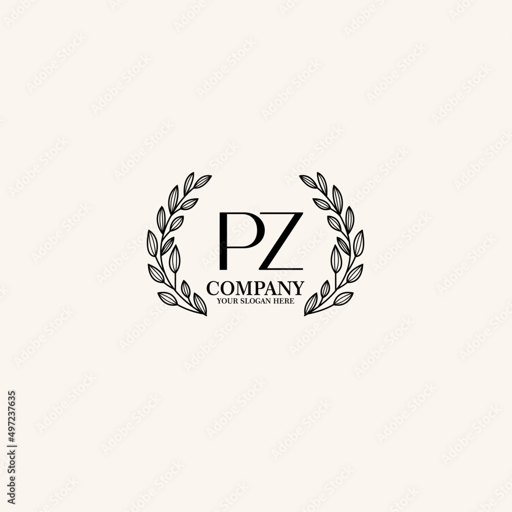 PZ Beauty vector initial logo art  handwriting logo of initial signature, wedding, fashion, jewelry, boutique, floral