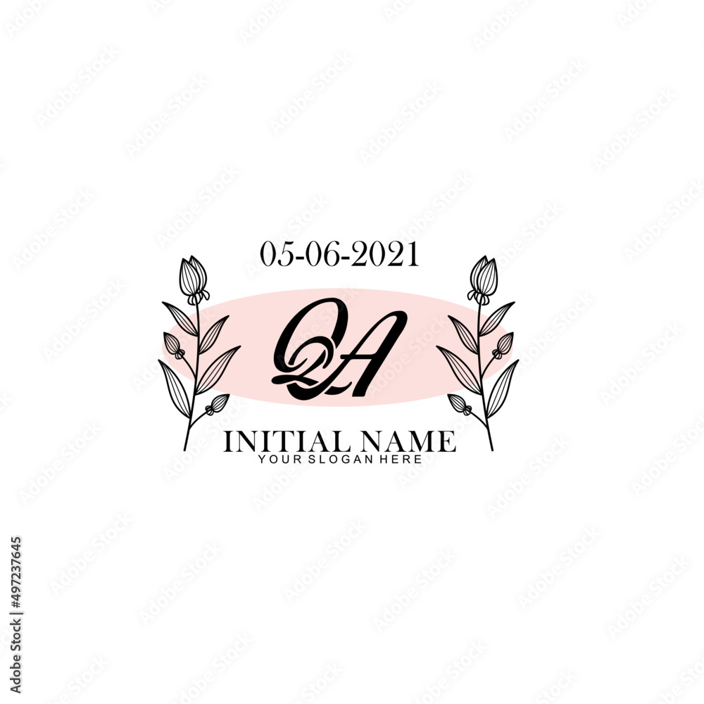 QA Initial letter handwriting and signature logo. Beauty vector initial logo .Fashion  boutique  floral and botanical