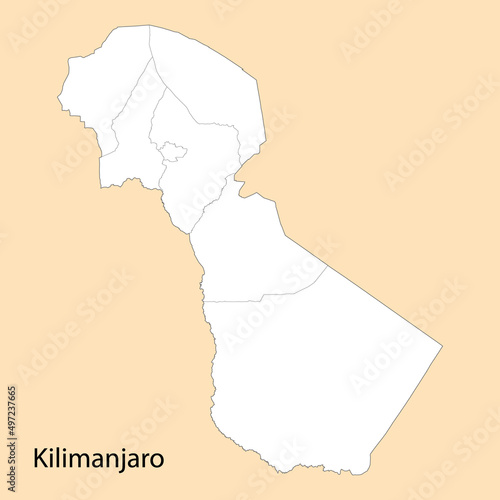High Quality map of Kilimanjaro is a region of Tanzania