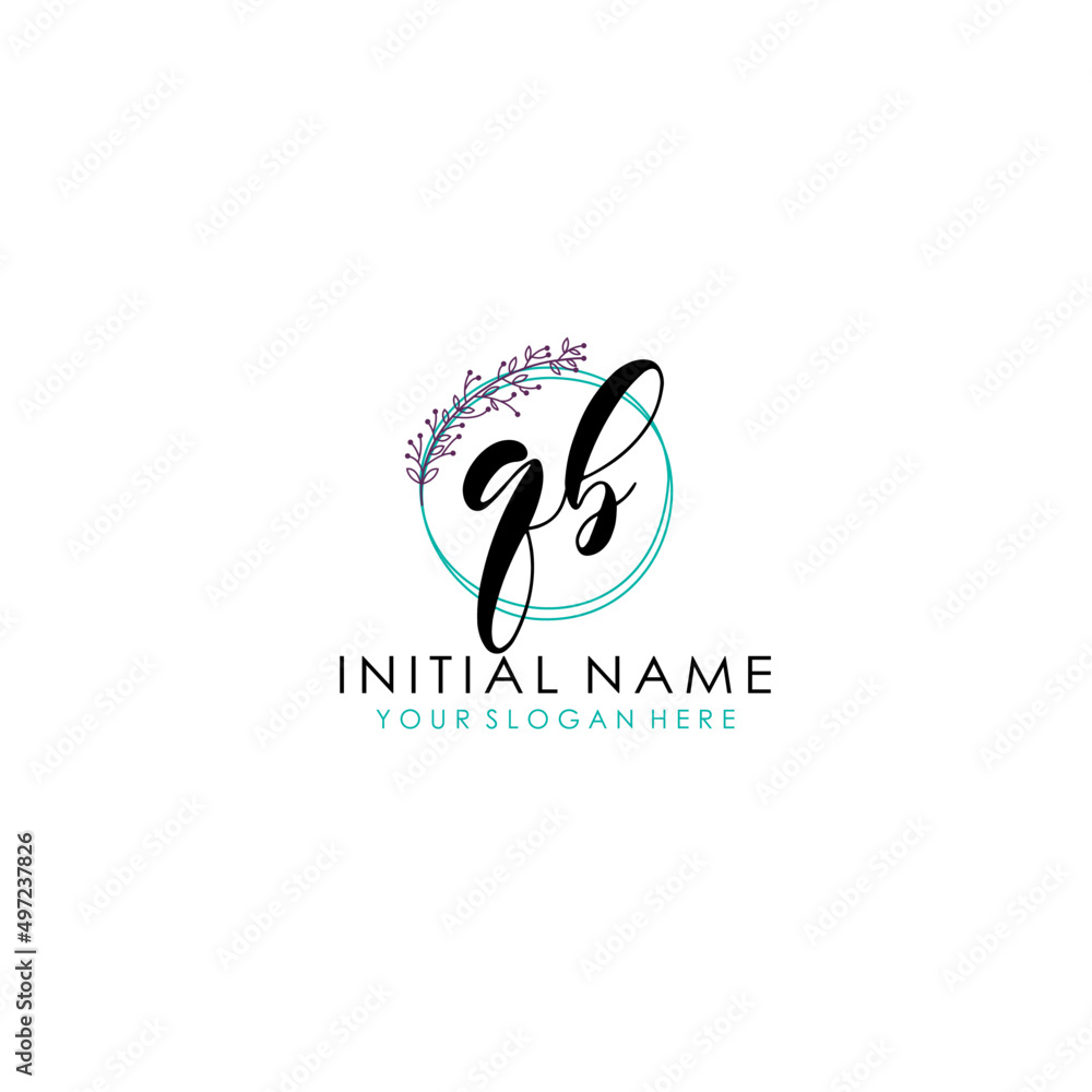 QB Initial letter handwriting and signature logo. Beauty vector initial logo .Fashion boutique floral and botanical QB Initial letter handwriting and signature logo. Beauty vector initial logo .Fashion boutique floral and botanical