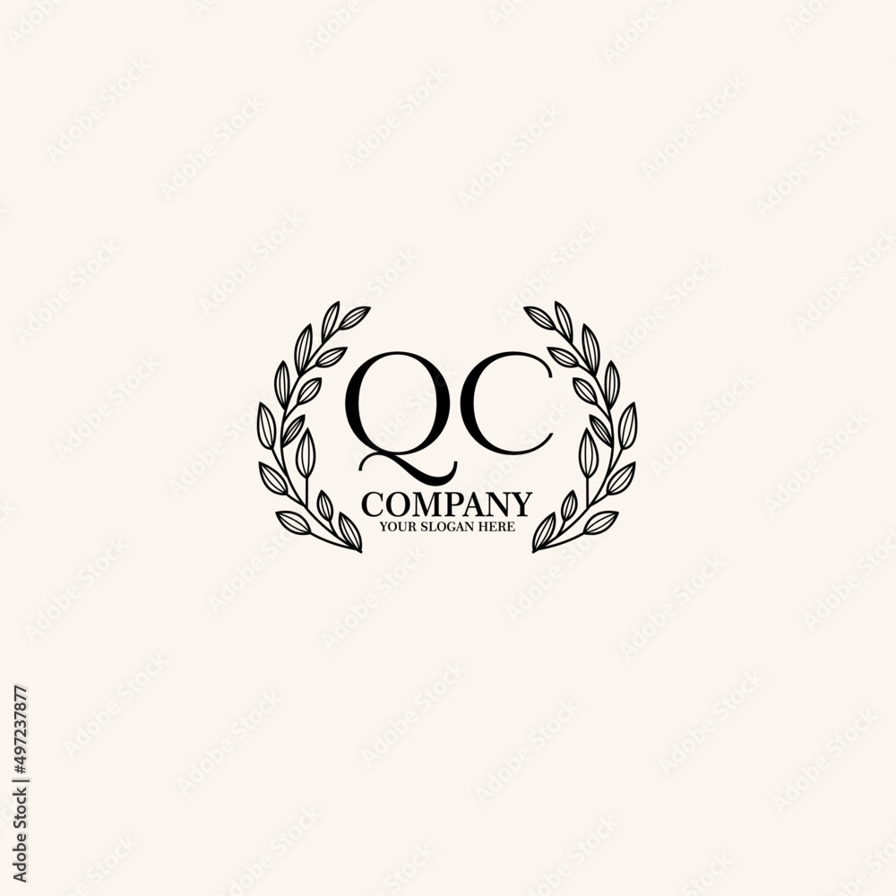 QC Beauty vector initial logo art  handwriting logo of initial signature, wedding, fashion, jewelry, boutique, floral