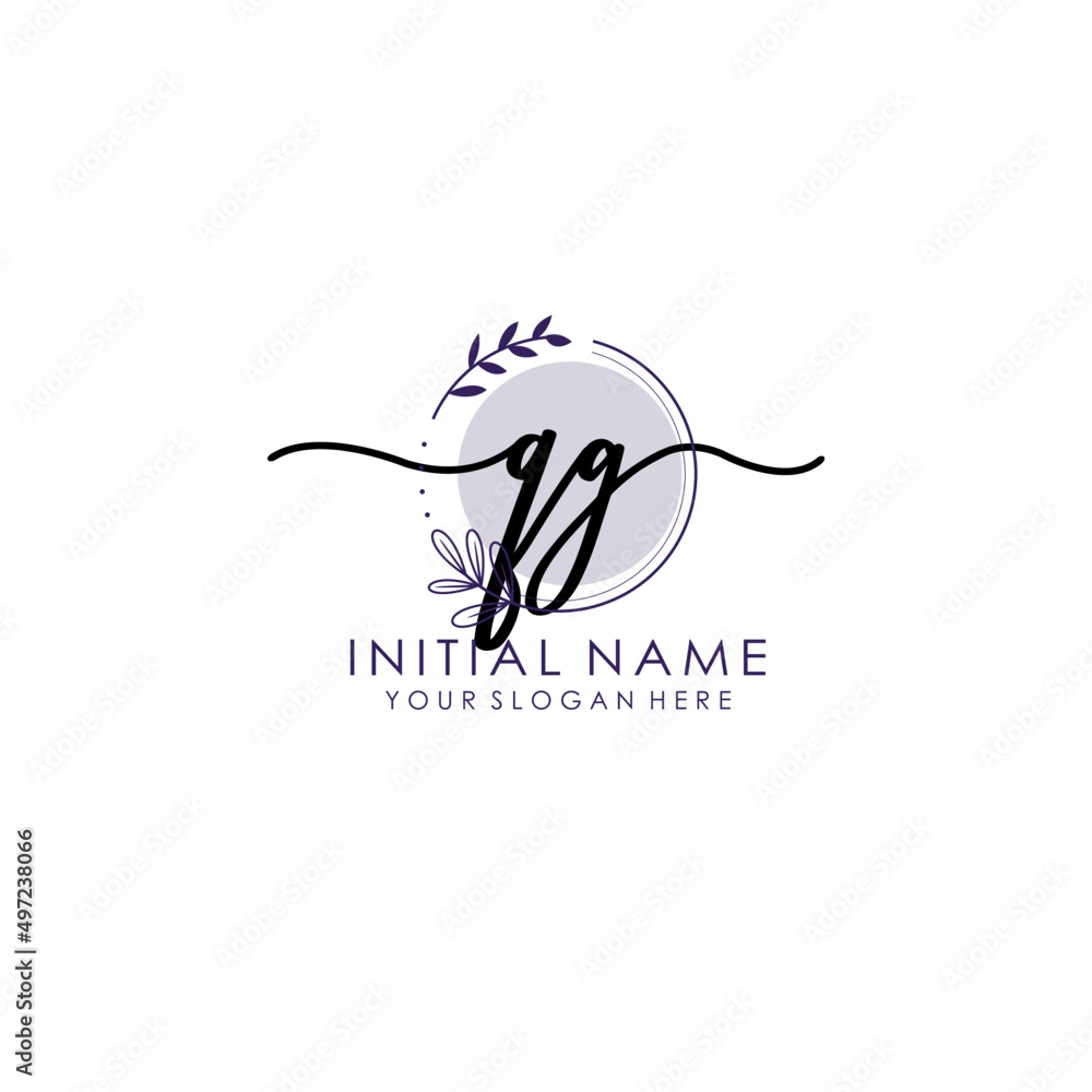 QG Luxury initial handwriting logo with flower template, logo for beauty, fashion, wedding, photography QG Luxury initial handwriting logo with flower template, logo for beauty, fashion, wedding, photography