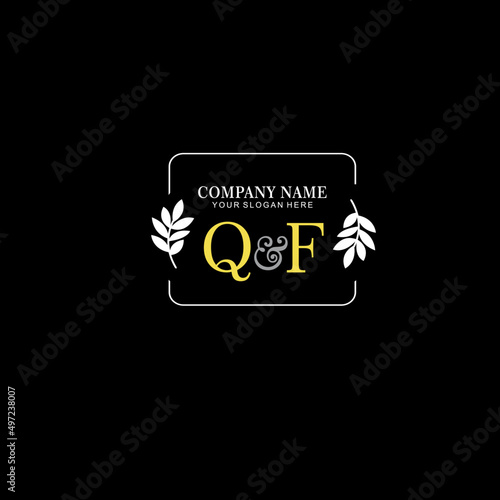 QF Beauty vector initial logo art handwriting logo of initial signature, wedding, fashion, jewelry, boutique, floral