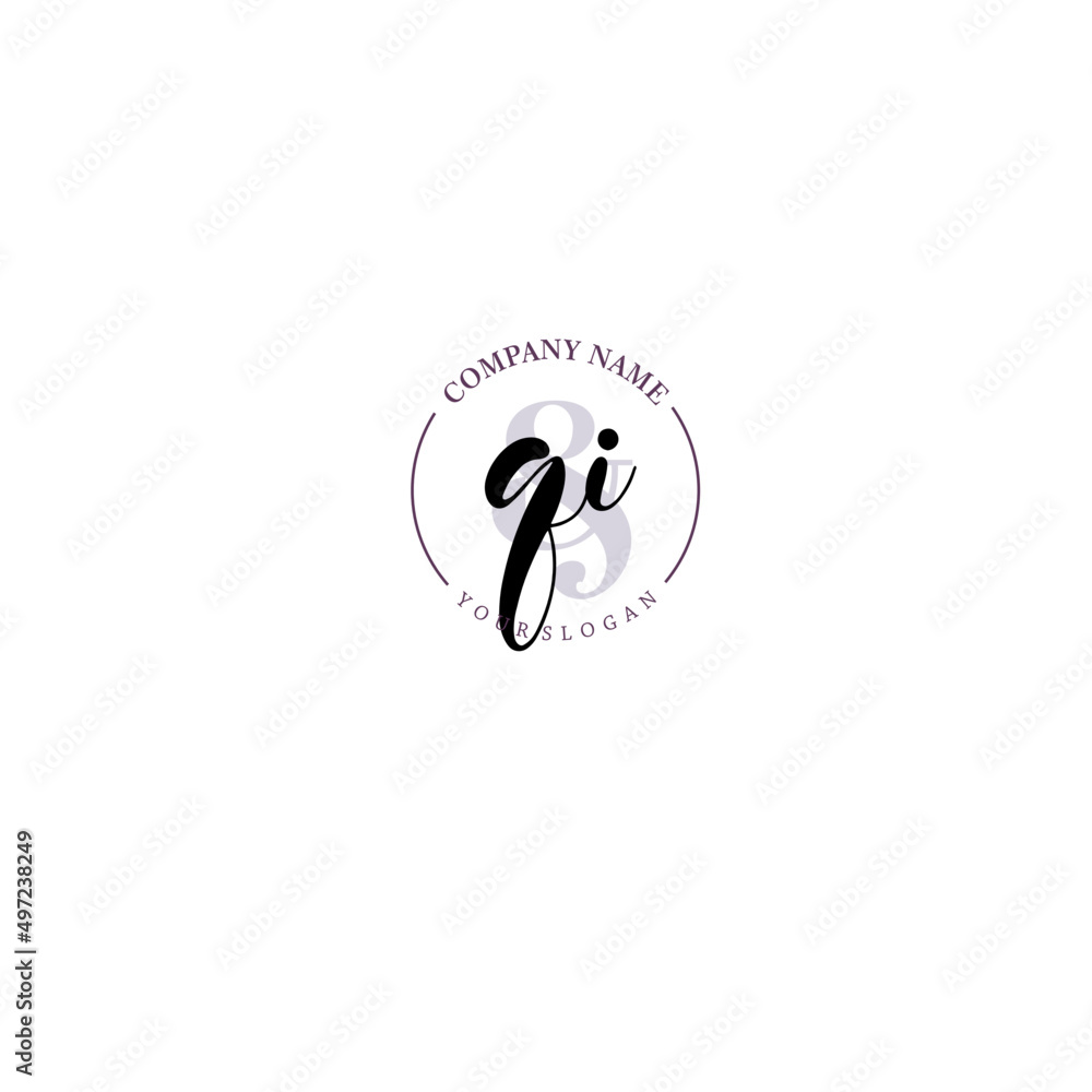 QI Initial letter handwriting and signature logo. Beauty vector initial logo .Fashion boutique floral and botanical QI Initial letter handwriting and signature logo. Beauty vector initial logo .Fashion boutique floral and botanical