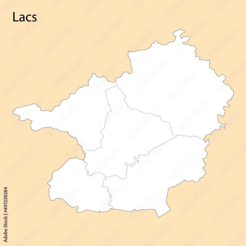 High Quality map of Lacs is a region of Ivory Coast