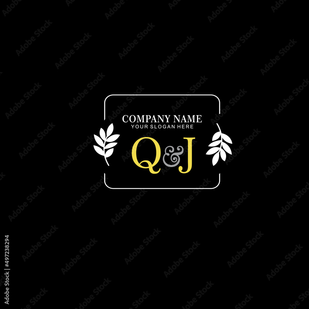 QJ Beauty vector initial logo art  handwriting logo of initial signature, wedding, fashion, jewelry, boutique, floral