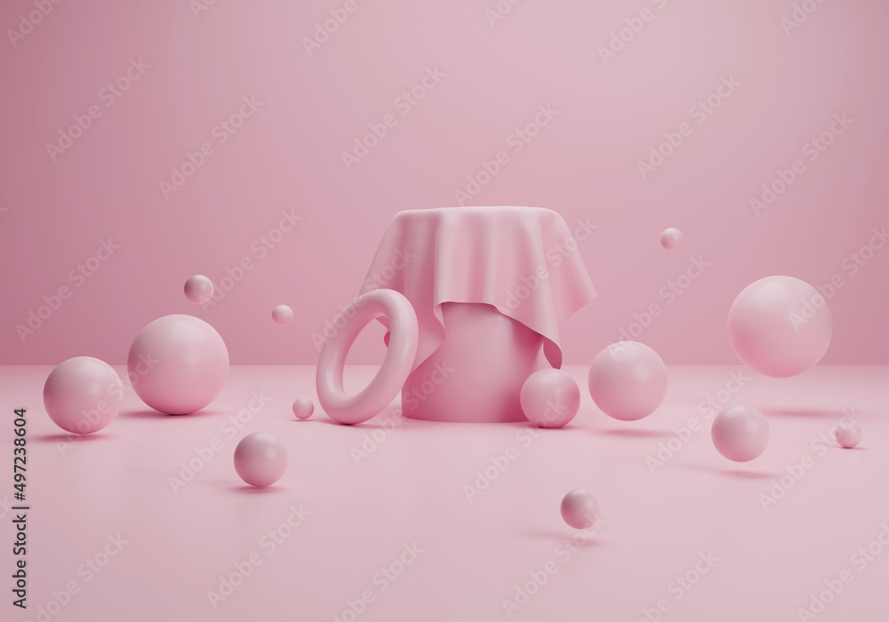 abstract background with simple illustration with fabric and pink spheres