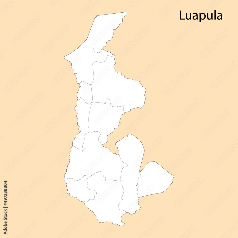 High Quality map of Luapula is a region of Zambia