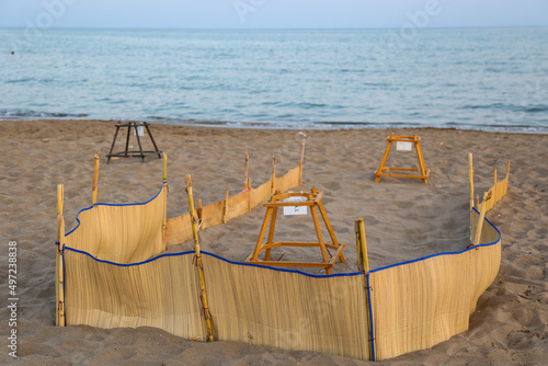 Loggerhead sea turtle nesting site. Greek island of Zakynthos, Kalamaki beach