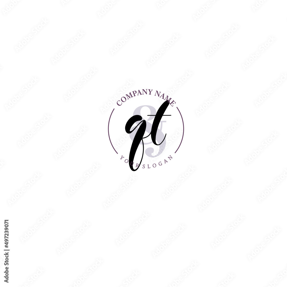 QT Initial letter handwriting and signature logo. Beauty vector initial logo .Fashion boutique floral and botanical QT Initial letter handwriting and signature logo. Beauty vector initial logo .Fashion boutique floral and botanical