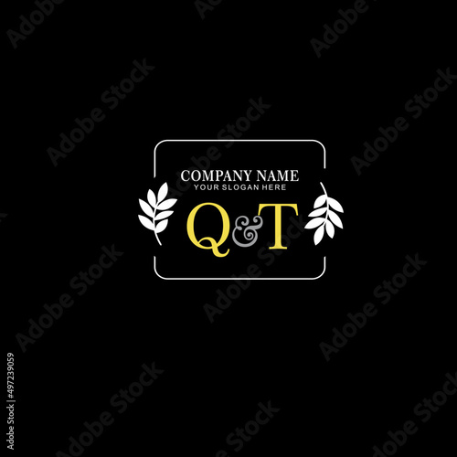 QT Beauty vector initial logo art handwriting logo of initial signature wedding fashion jewerly boutique floral
