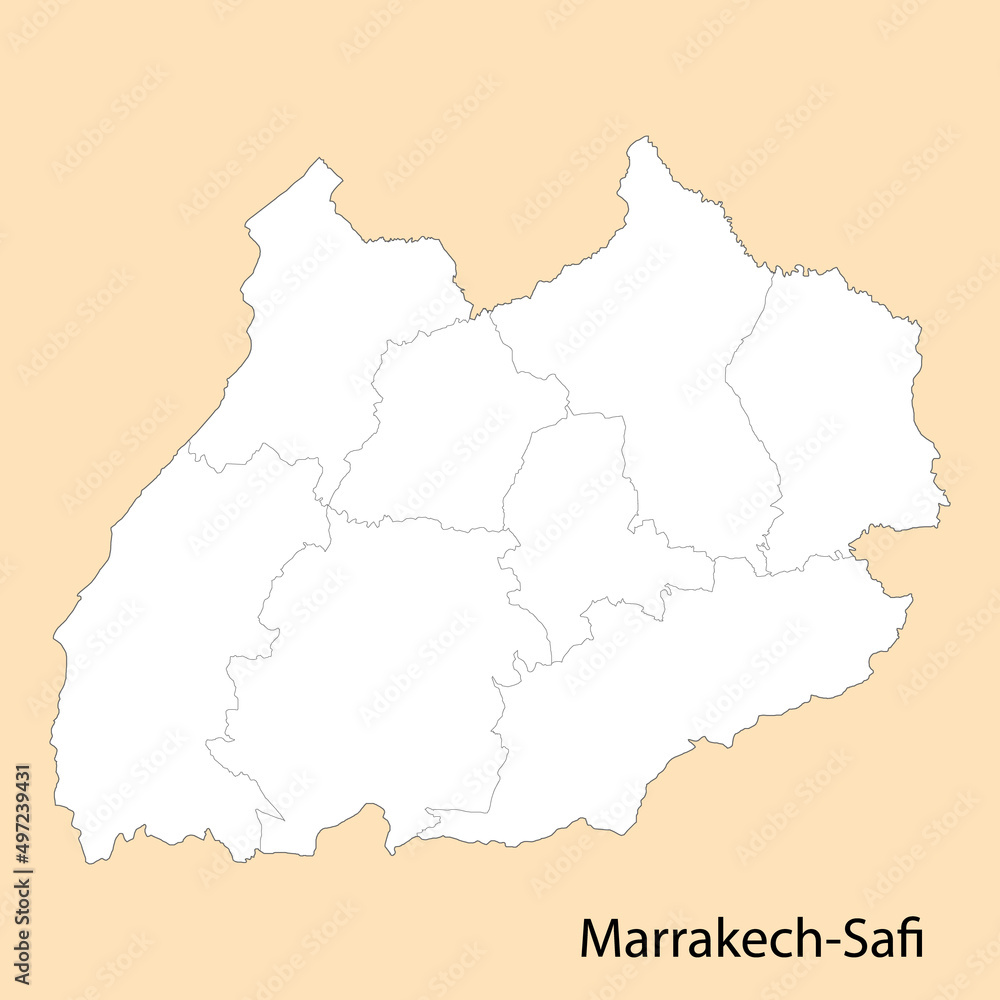 High Quality map of Marrakech-Safi is a province of Morocco