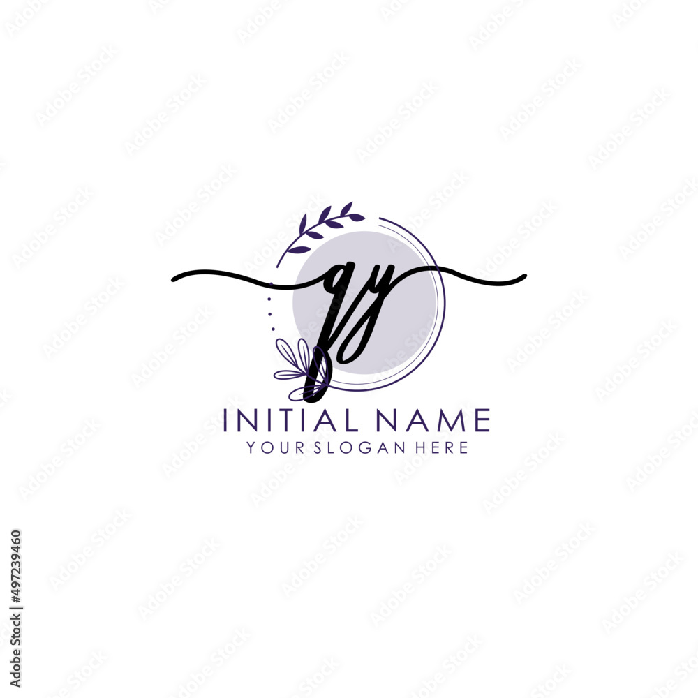 QY Luxury initial handwriting logo with flower template, logo for beauty, fashion, wedding, photography QY Luxury initial handwriting logo with flower template, logo for beauty, fashion, wedding, photography