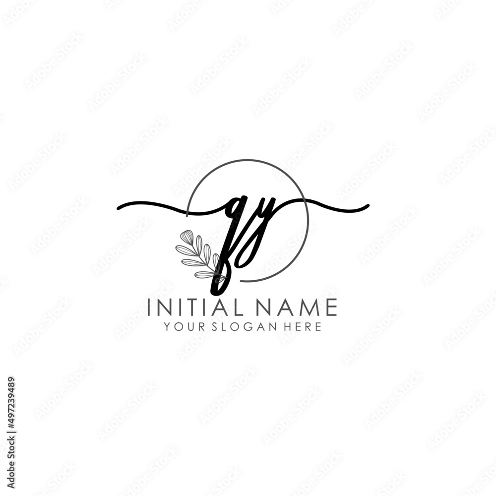 QY Luxury initial handwriting logo with flower template, logo for beauty, fashion, wedding, photography QY Luxury initial handwriting logo with flower template, logo for beauty, fashion, wedding, photography