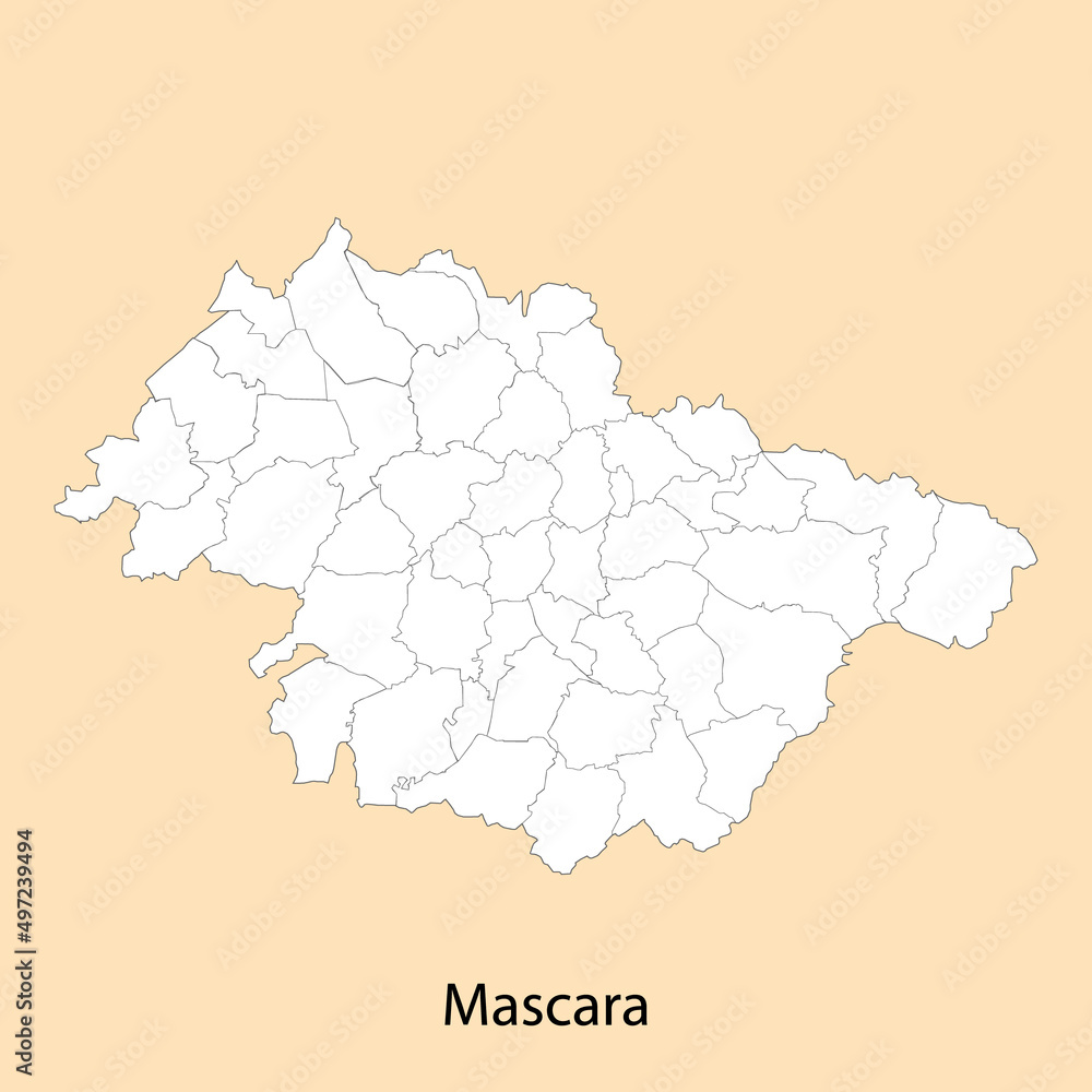 High Quality map of Mascara is a province of Algeria