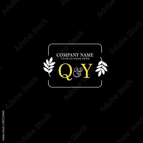 QY Beauty vector initial logo art handwriting logo of initial signature wedding fashion jewerly boutique floral