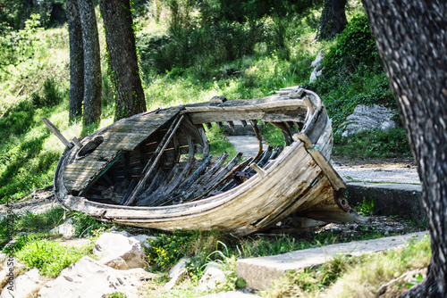 old boat in the forest