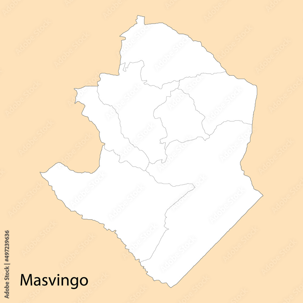 High Quality map of Masvingo is a region of Zimbabwe