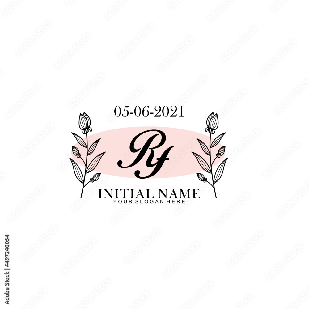 RF Initial letter handwriting and signature logo. Beauty vector initial logo .Fashion  boutique  floral and botanical