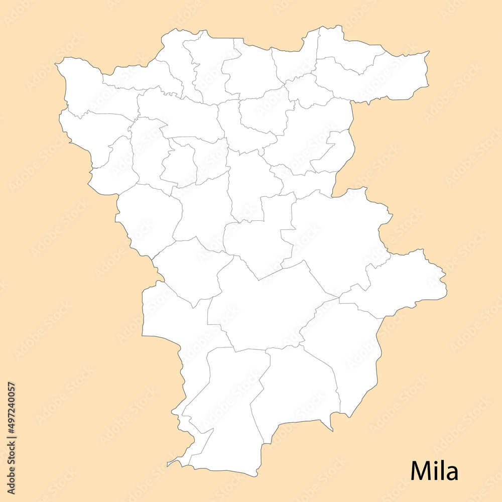 High Quality map of Mila is a province of Algeria