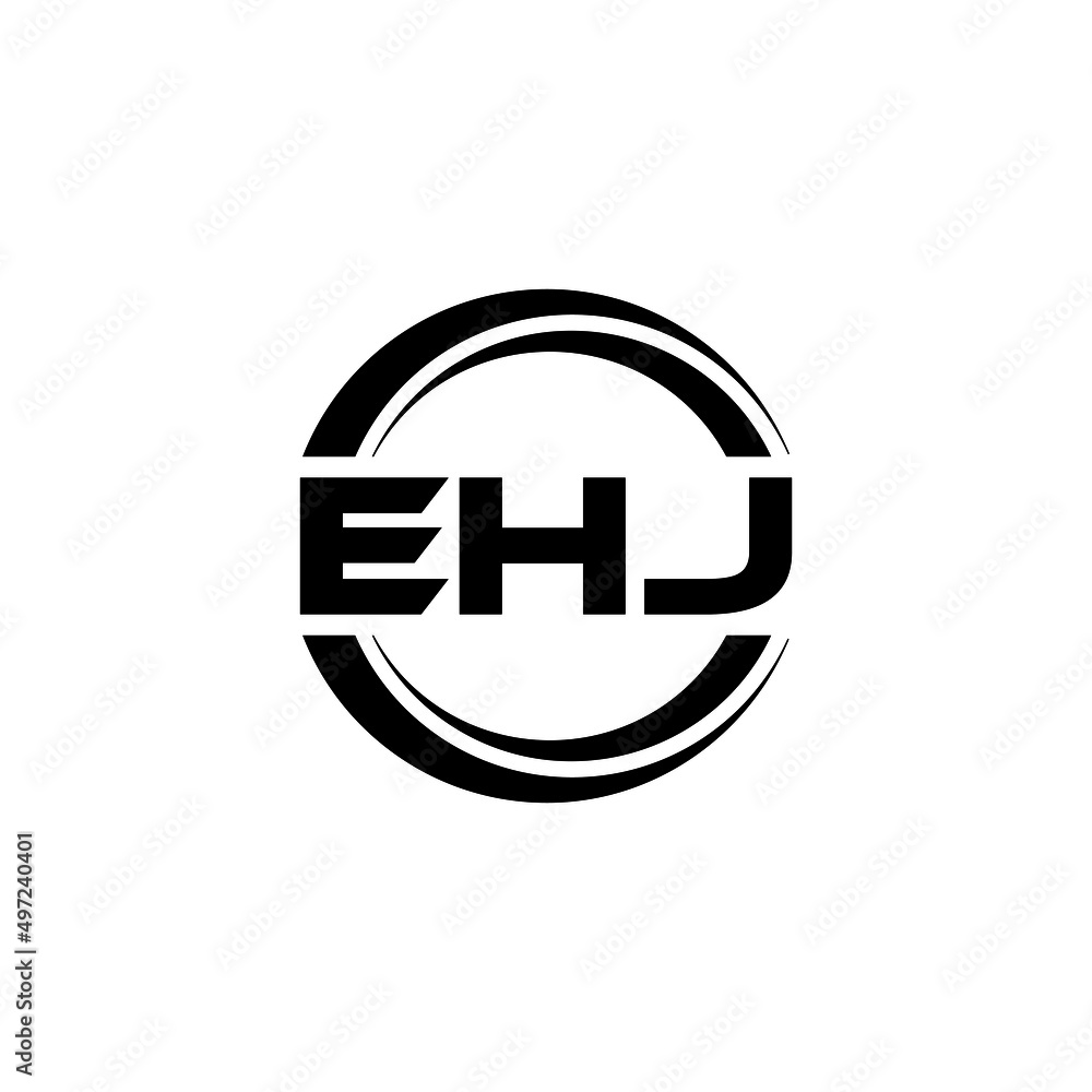 EHJ letter logo design with white background in illustrator, vector logo modern alphabet font overlap style. calligraphy designs for logo, Poster, Invitation, etc.