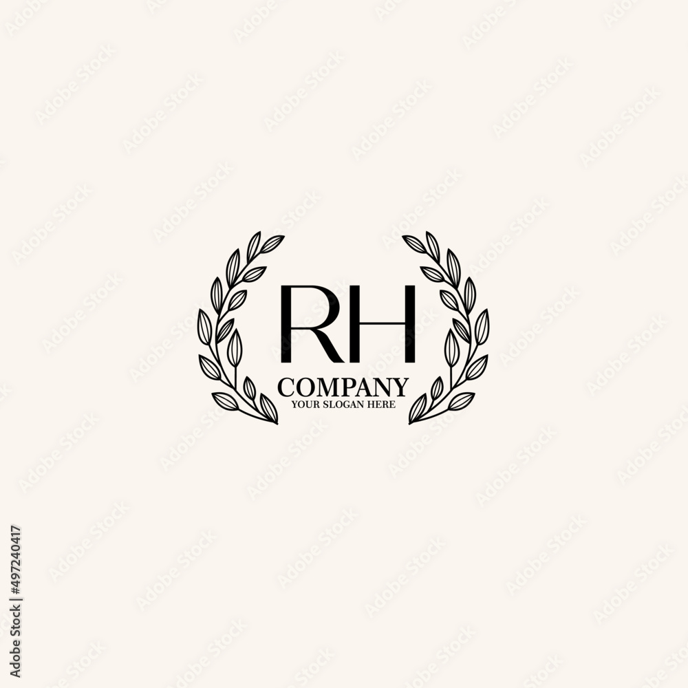 RH Beauty vector initial logo art handwriting logo of initial signature, wedding, fashion, jewelry, boutique, floral RH Beauty vector initial logo art handwriting logo of initial signature, wedding, fashion, jewelry, boutique, floral