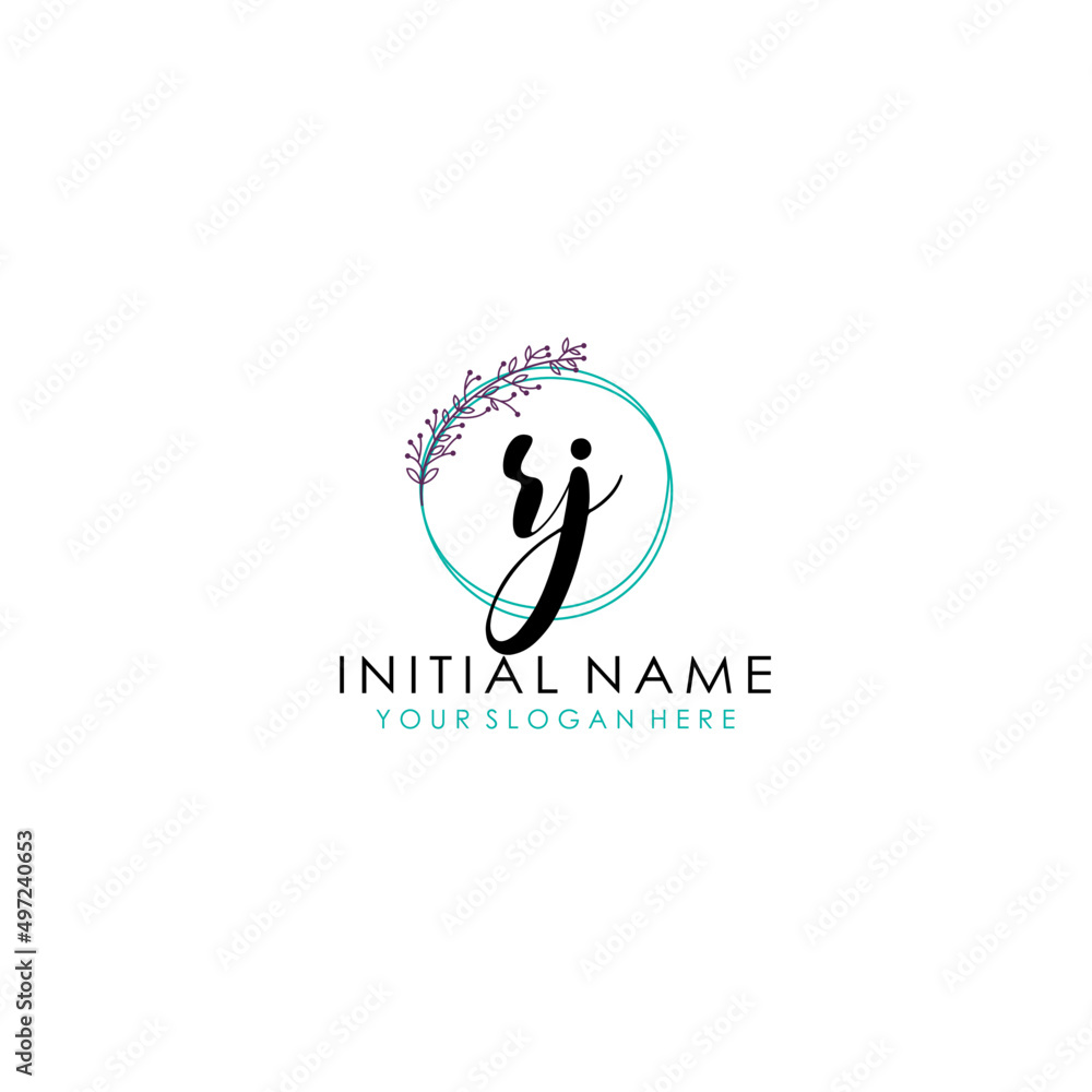 RJ Initial letter handwriting and signature logo. Beauty vector initial logo .Fashion boutique floral and botanical RJ Initial letter handwriting and signature logo. Beauty vector initial logo .Fashion boutique floral and botanical
