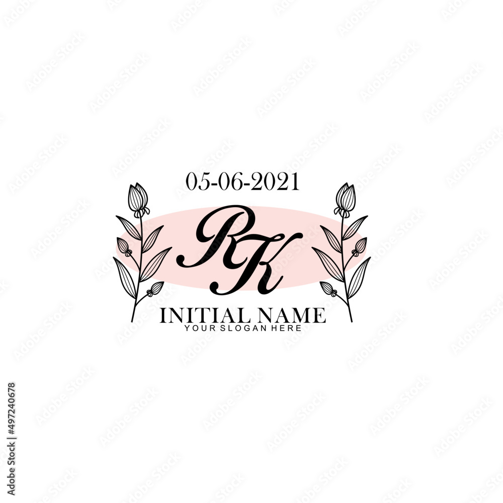 RK Initial letter handwriting and signature logo. Beauty vector initial logo .Fashion  boutique  floral and botanical