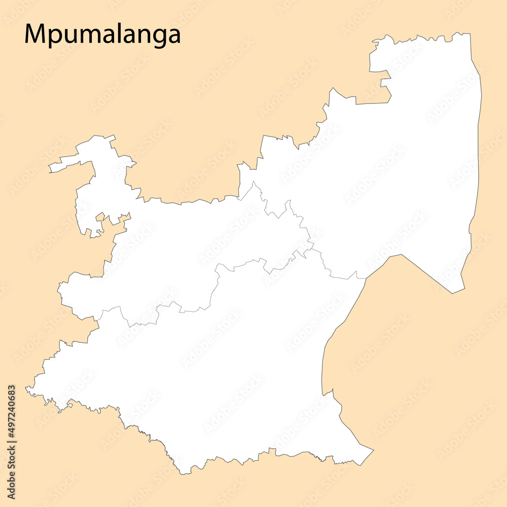 High Quality map of Mpumalanga is a region of South Africa