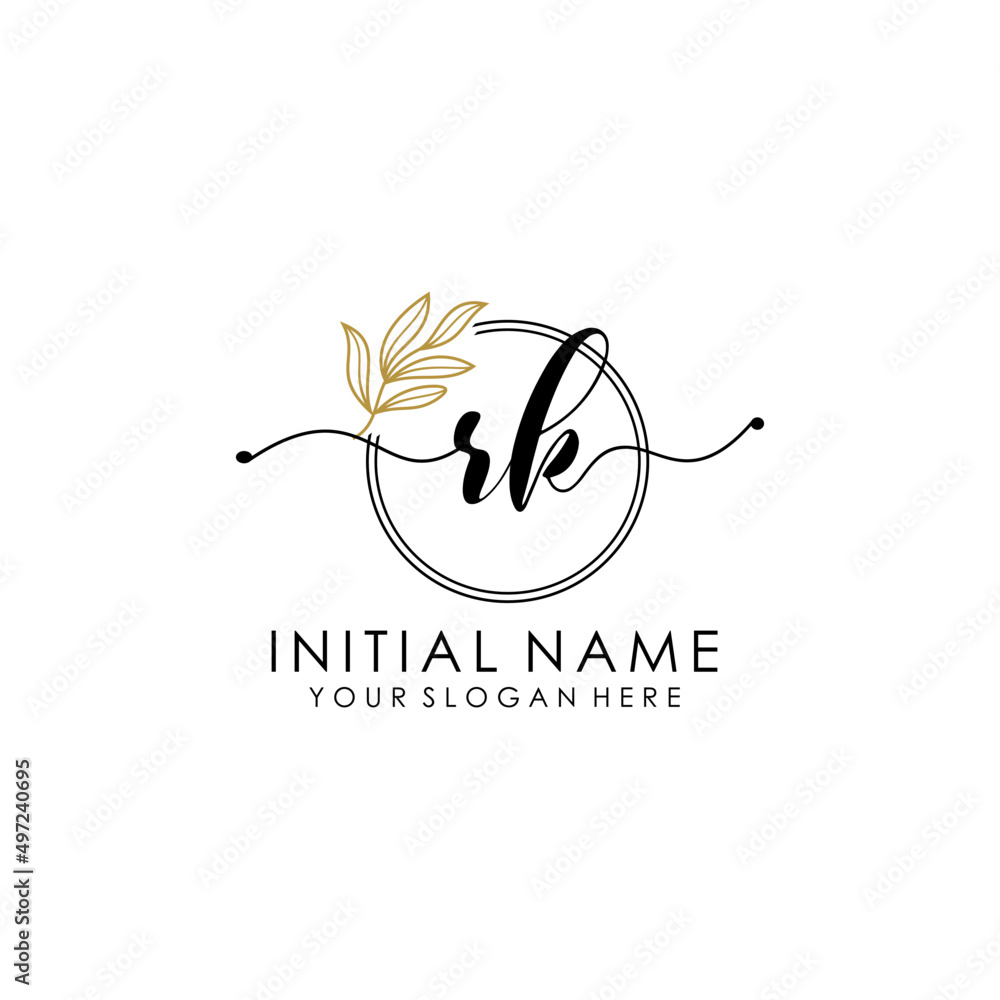 RK Luxury initial handwriting logo with flower template, logo for beauty, fashion, wedding, photography RK Luxury initial handwriting logo with flower template, logo for beauty, fashion, wedding, photography