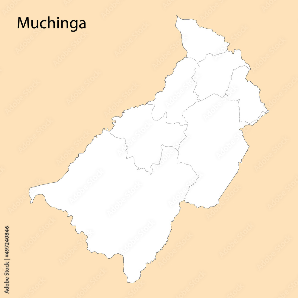 High Quality map of Muchinga is a region of Zambia High Quality map of Muchinga is a region of Zambia