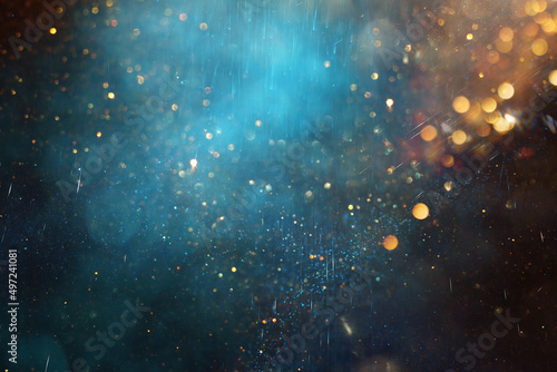 background of abstract glitter lights. gold, blue and black. de focused © tomertu