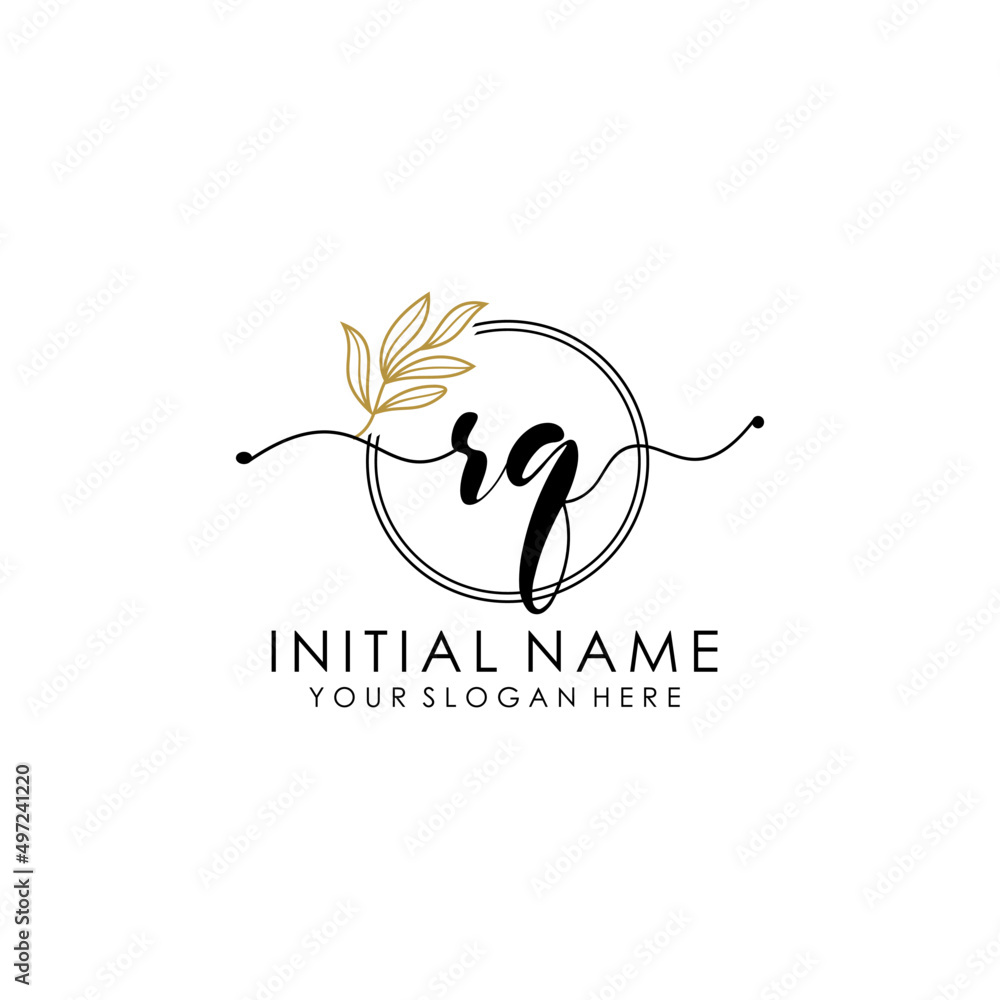 RQ Luxury initial handwriting logo with flower template, logo for beauty, fashion, wedding, photography RQ Luxury initial handwriting logo with flower template, logo for beauty, fashion, wedding, photography