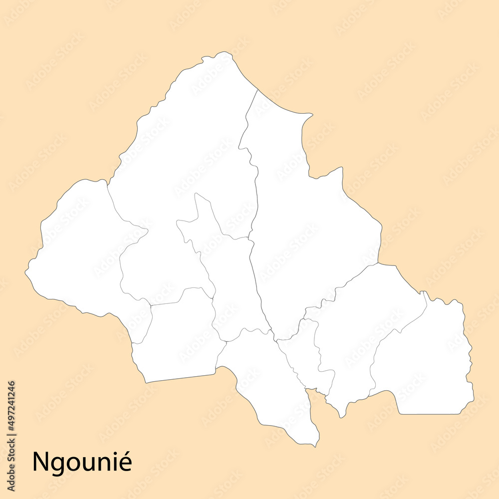 Fototapeta premium High Quality map of Ngounie is a region of Gabon