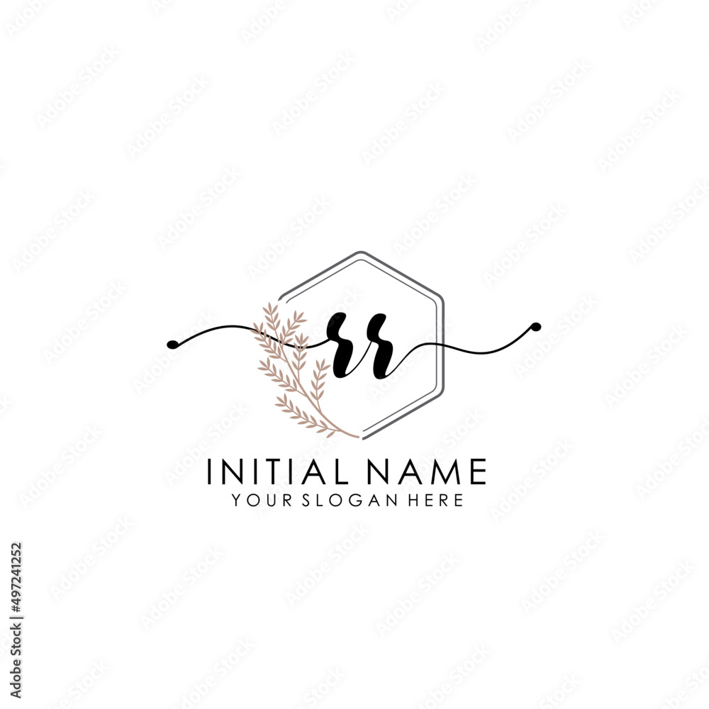 RR Luxury initial handwriting logo with flower template, logo for beauty, fashion, wedding, photography RR Luxury initial handwriting logo with flower template, logo for beauty, fashion, wedding, photography