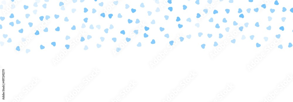 Illustration blue hearts isolated on white background. Abstract hearts sky