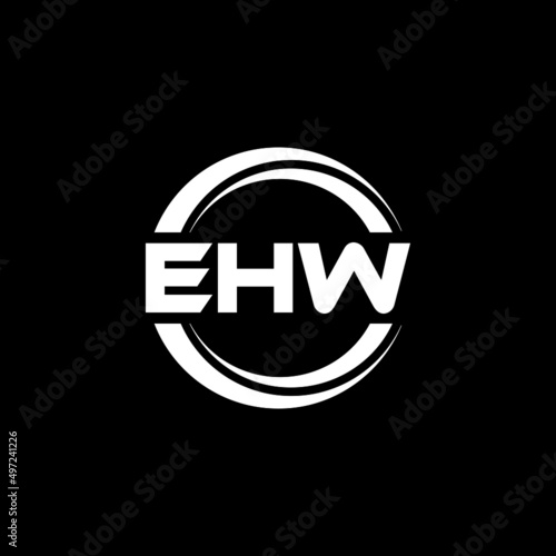 EHW letter logo design with black background in illustrator, vector logo modern alphabet font overlap style. calligraphy designs for logo, Poster, Invitation, etc.