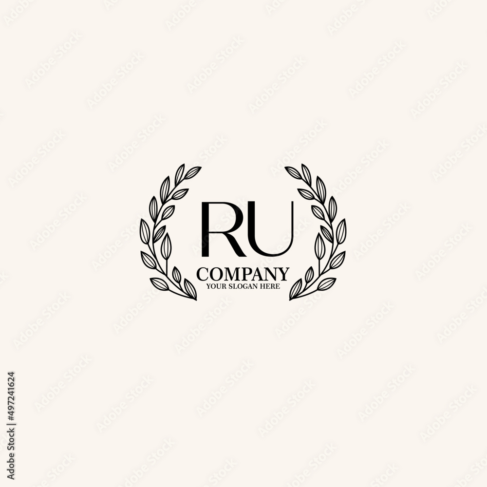 RU Beauty vector initial logo art  handwriting logo of initial signature, wedding, fashion, jewelry, boutique, floral