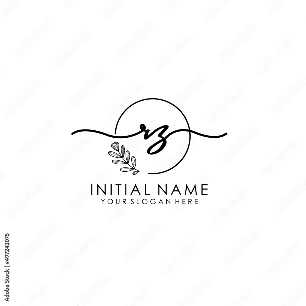 RZ Luxury initial handwriting logo with flower template, logo for beauty, fashion, wedding, photography RZ Luxury initial handwriting logo with flower template, logo for beauty, fashion, wedding, photography