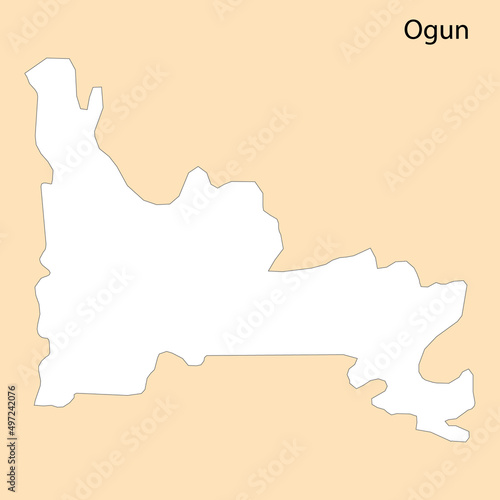 High Quality map of Ogun is a region of Nigeria photo