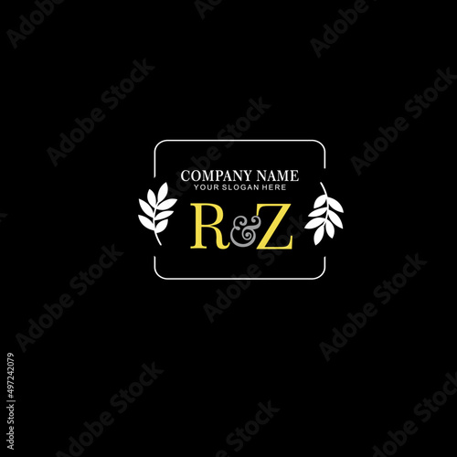 RZ Beauty vector initial logo art handwriting logo of initial signature, wedding, fashion, jewelry, boutique, floral